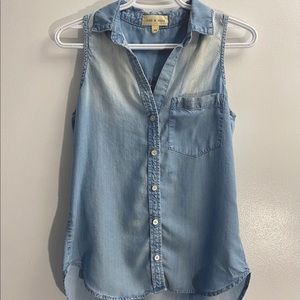 Button Up Denim Style Tank Top